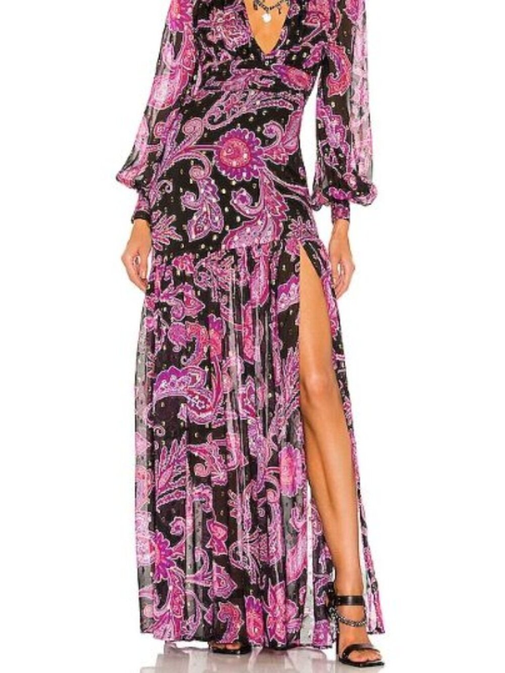 DUNDAS x REVOLVE Zeppelin Maxi Dress - Black Purple Paisley
